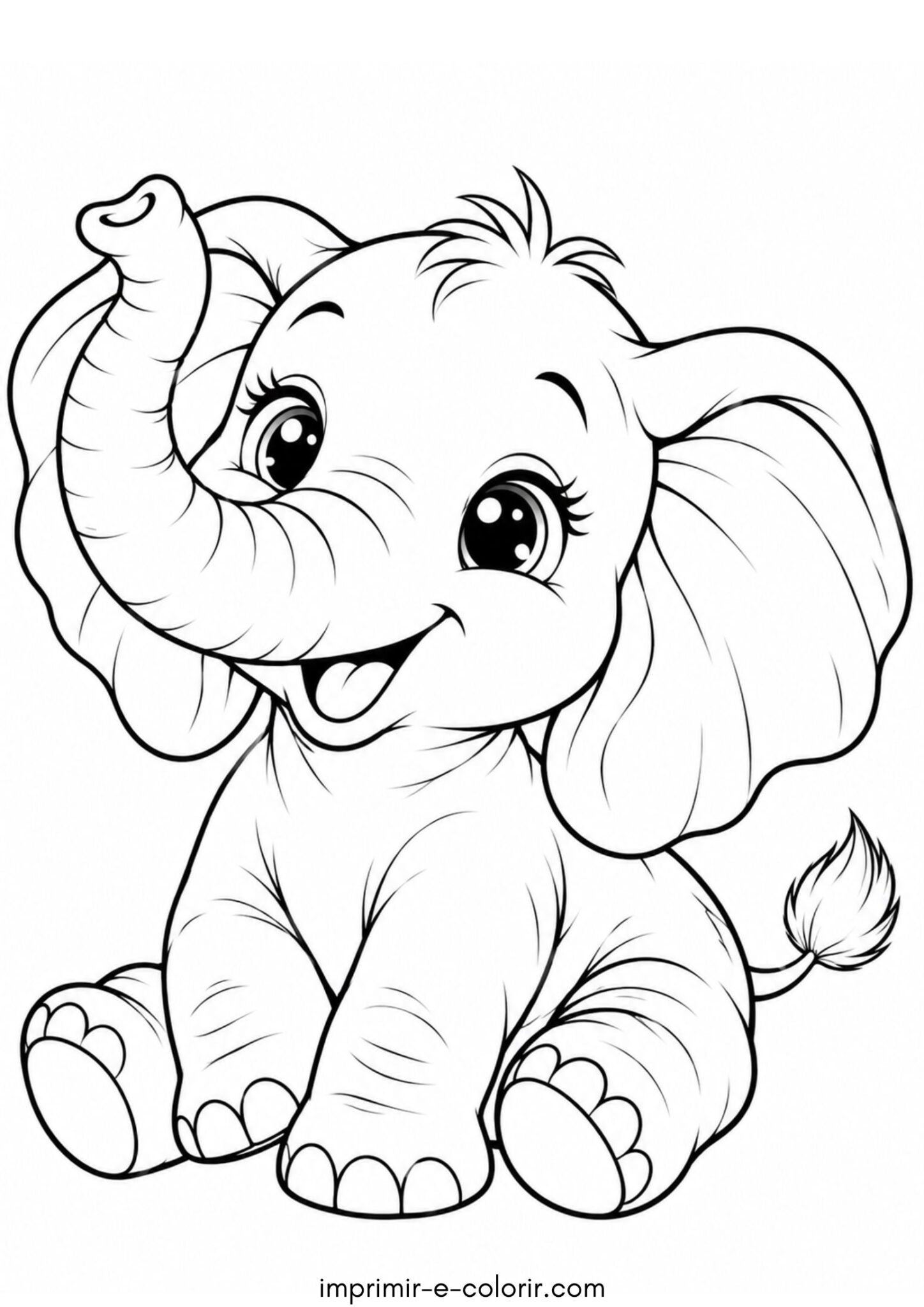 Desenho de Elefante kawaii