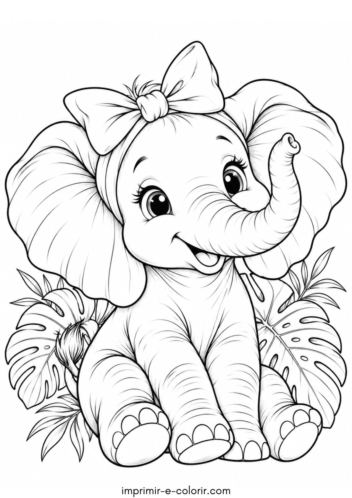 Desenho de Elefantinho estilo Safari Baby para colorir