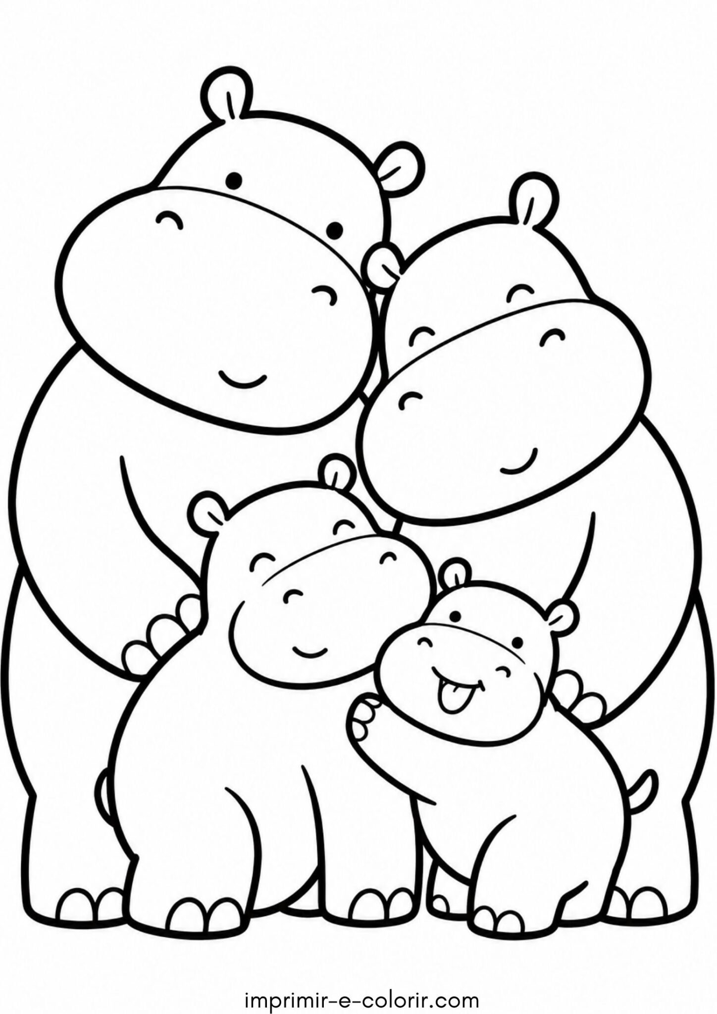 Desenho de Família de hipopótamos
