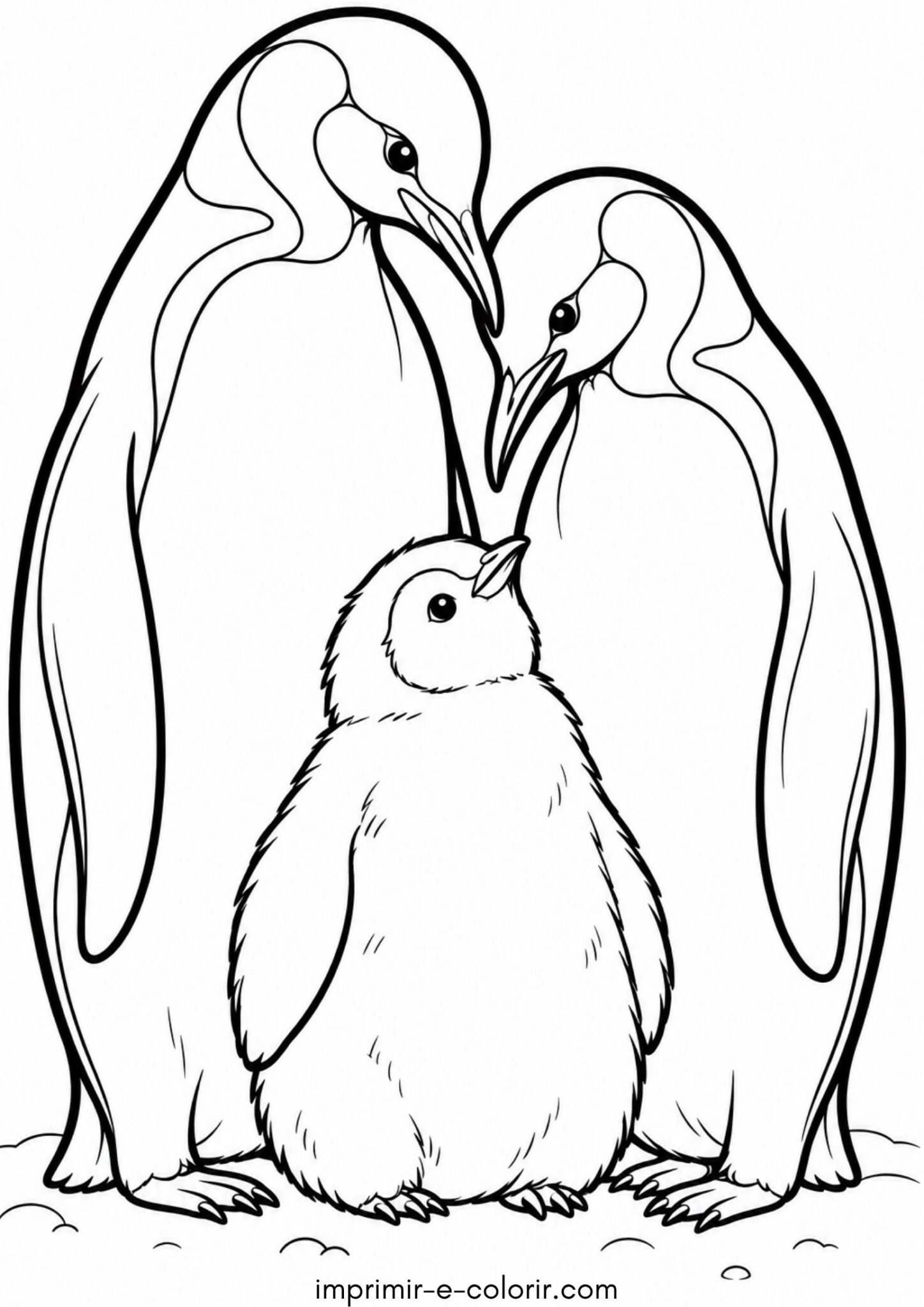 Desenho de Família de pinguins-rei