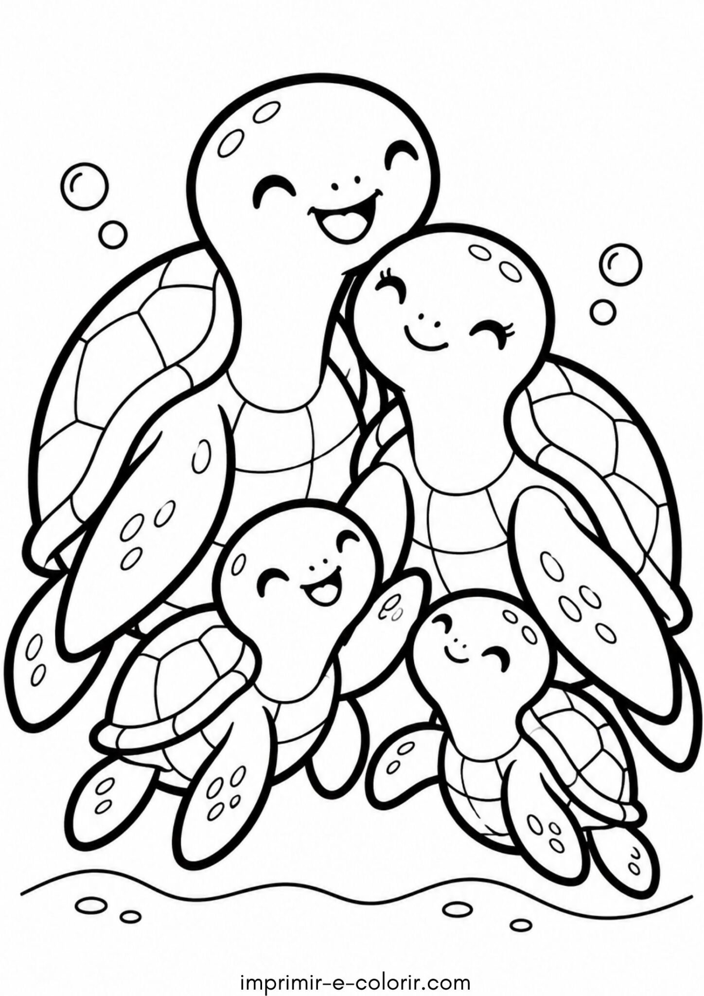 Desenho de Família de tartarugas marinhas