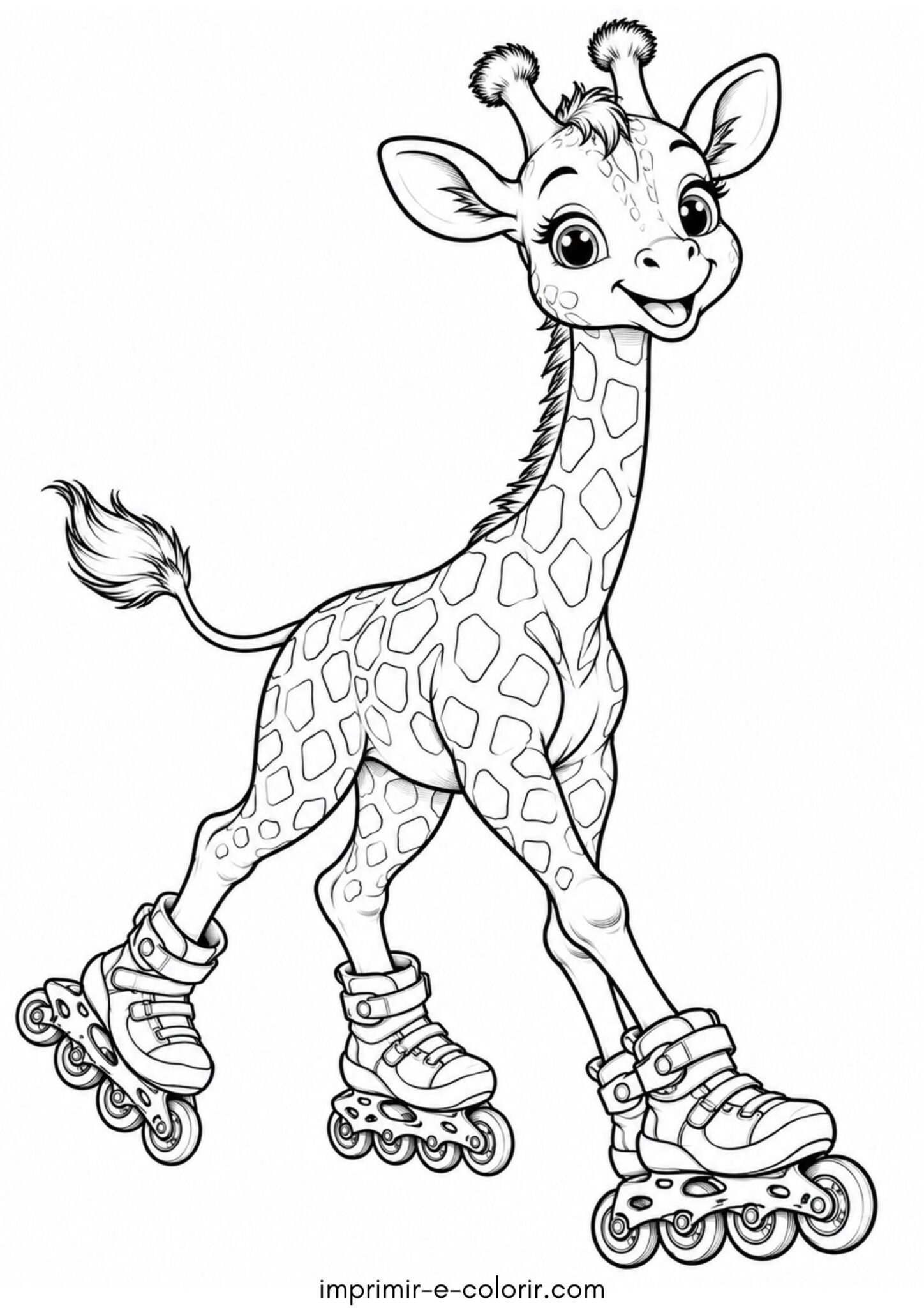 Desenho de Girafa andando de patins