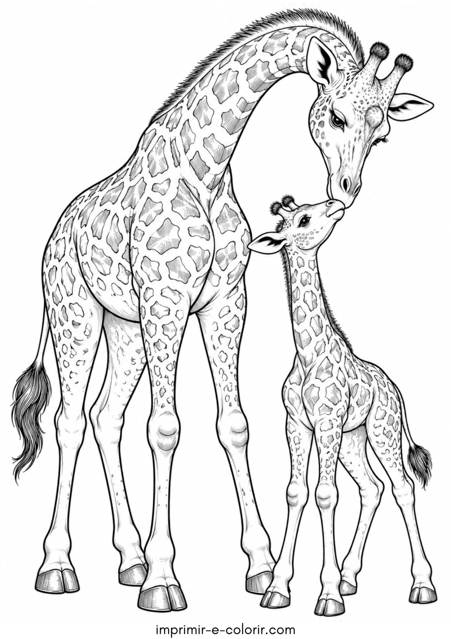 Desenho de Girafa com filhote