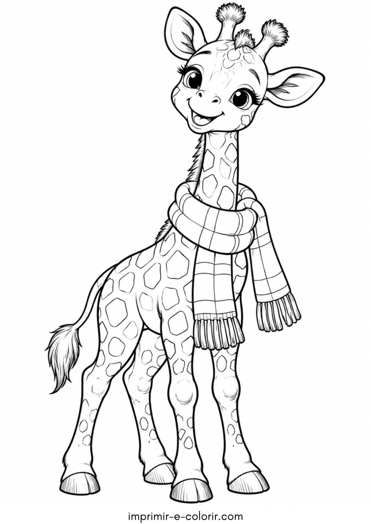 Desenho de Girafa de cachecol
