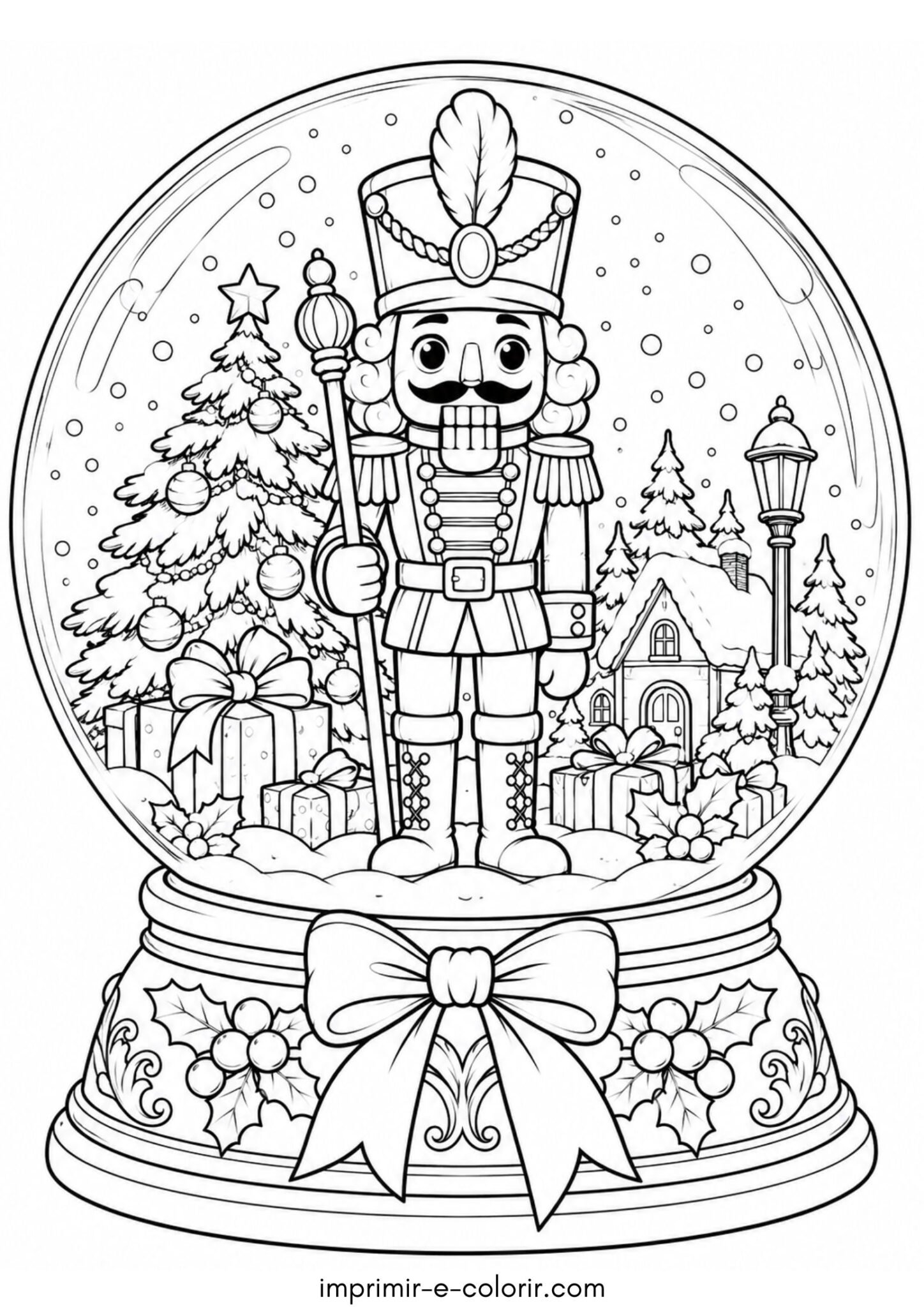 Desenho de Globo de neve de vidro com o Quebra-Nozes