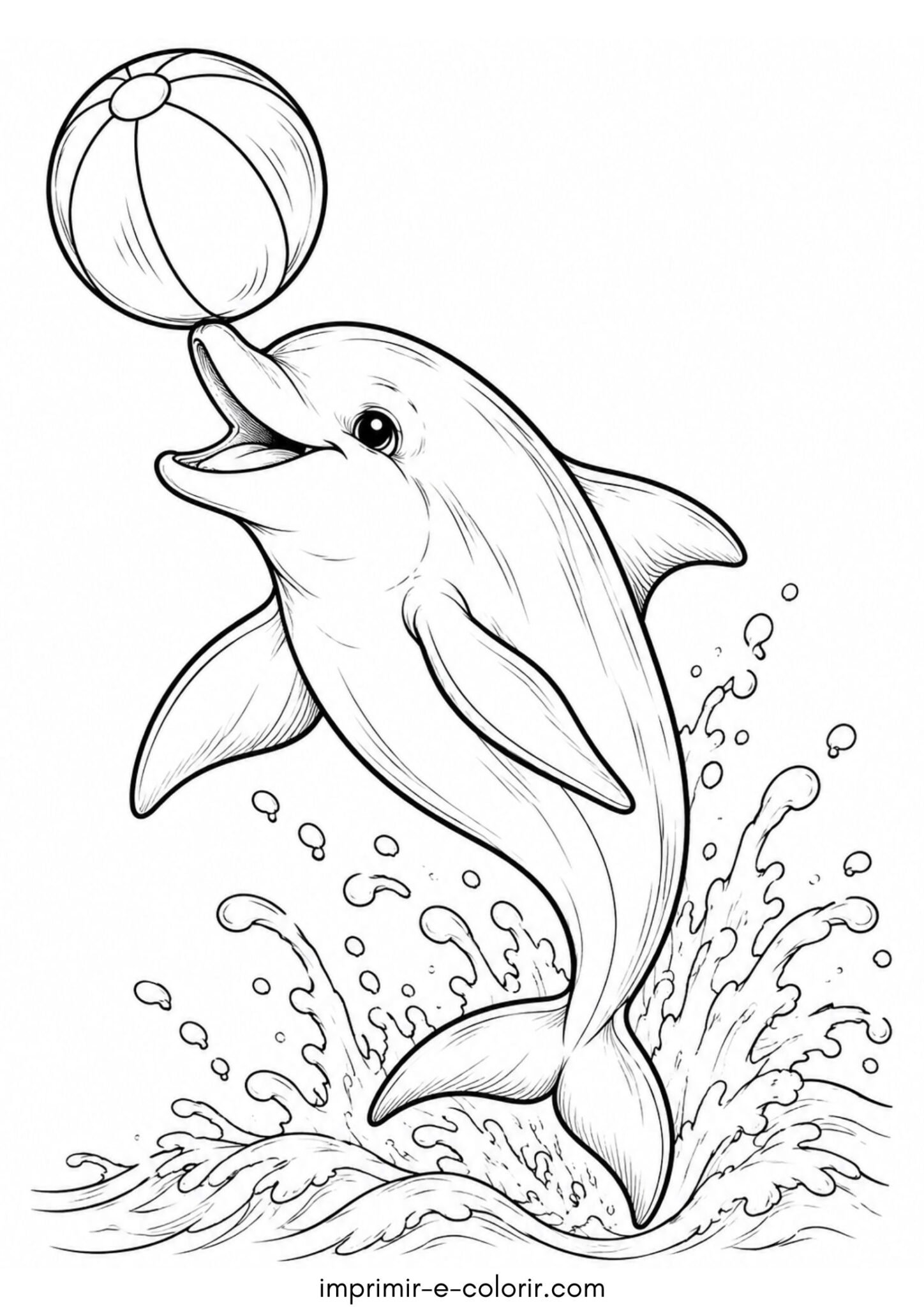 Desenho de Golfinho equilibrando uma bola de praia no focinho para colorir e imprimir Desenho de Golfinho equilibrando uma bola de praia no focinho para colorir e imprimir