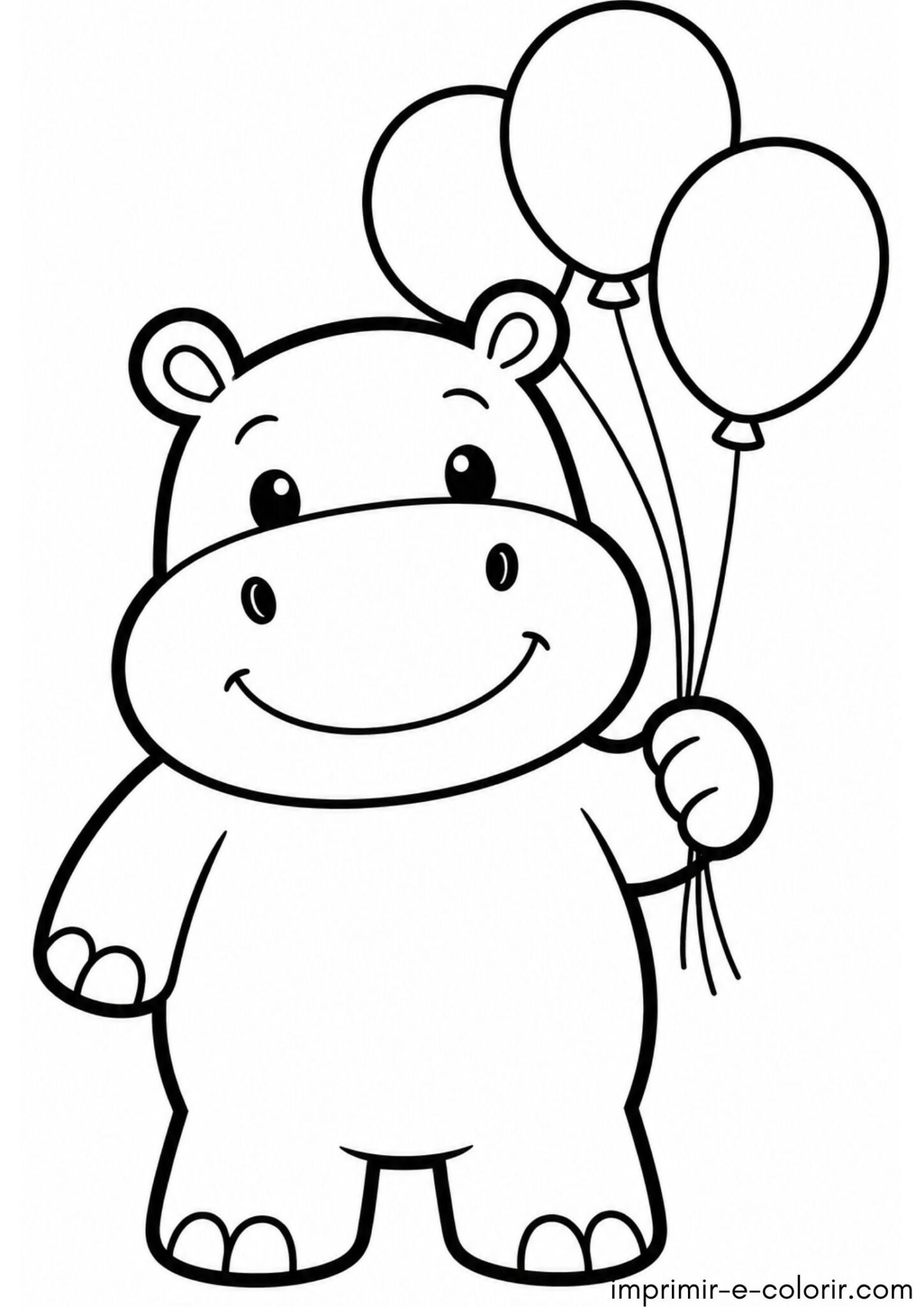 Desenho de Hipopótamo com balões de festa