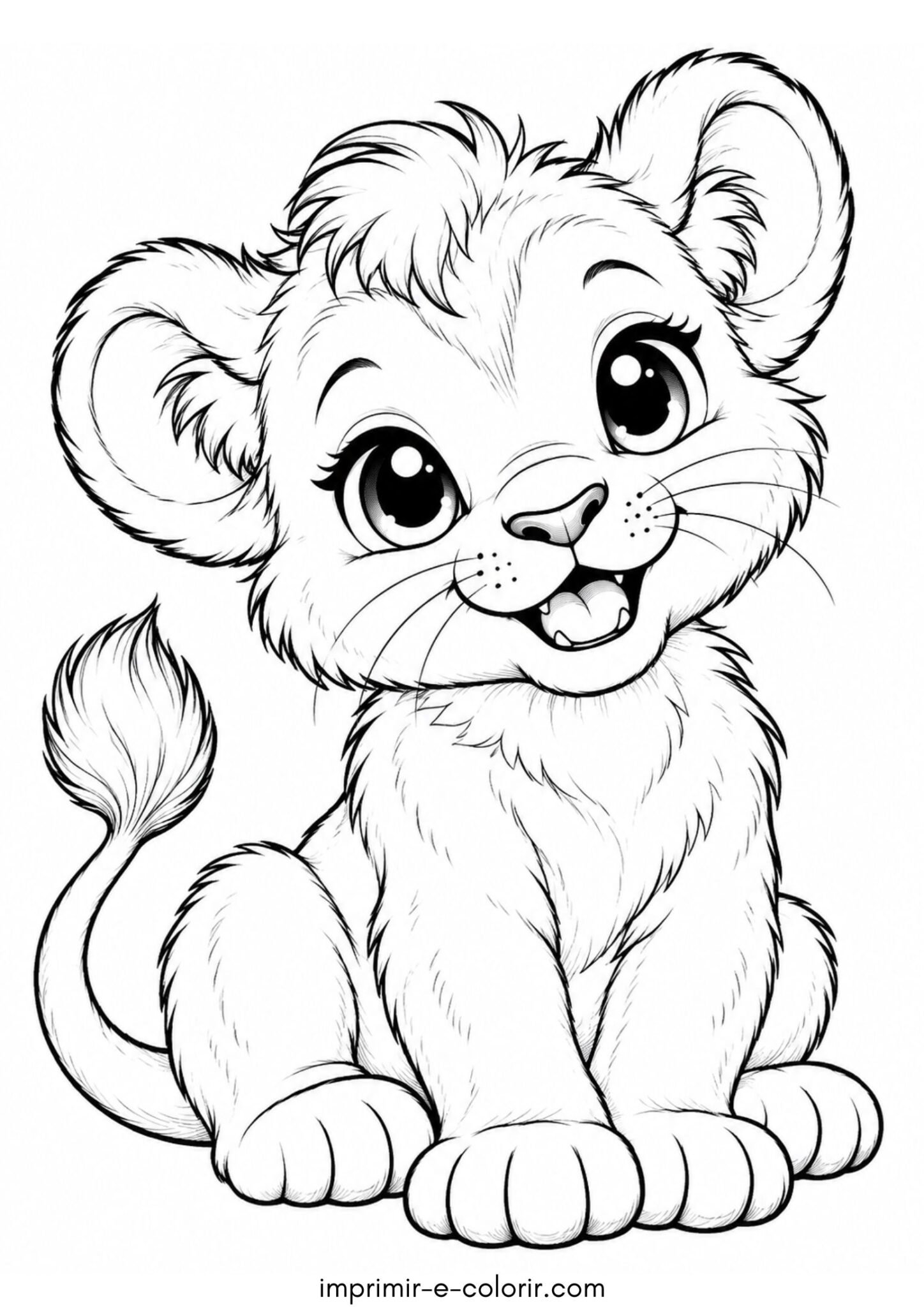 Desenho de Leãozinho estilo kawaii