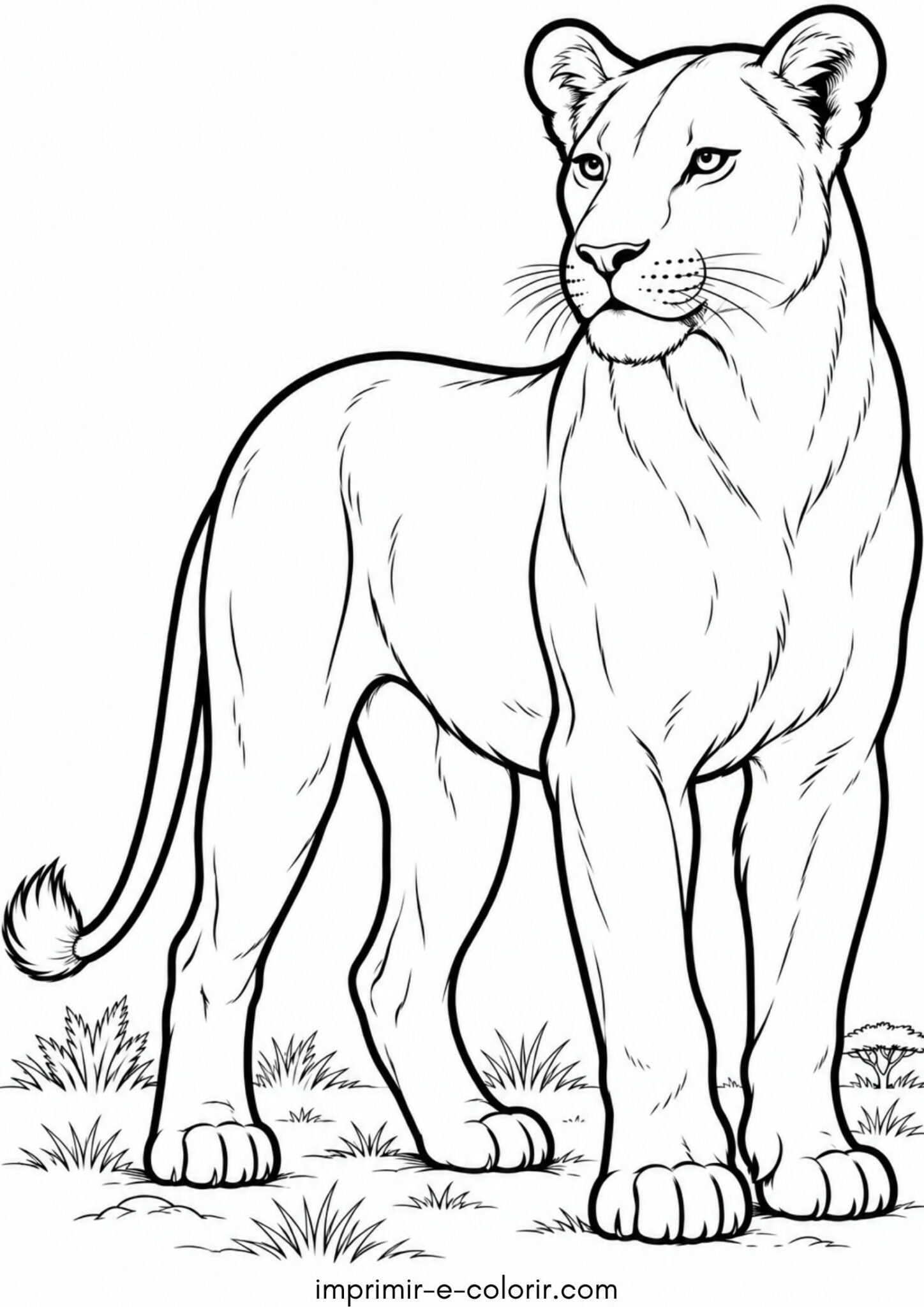 Desenho de Leoa na savana