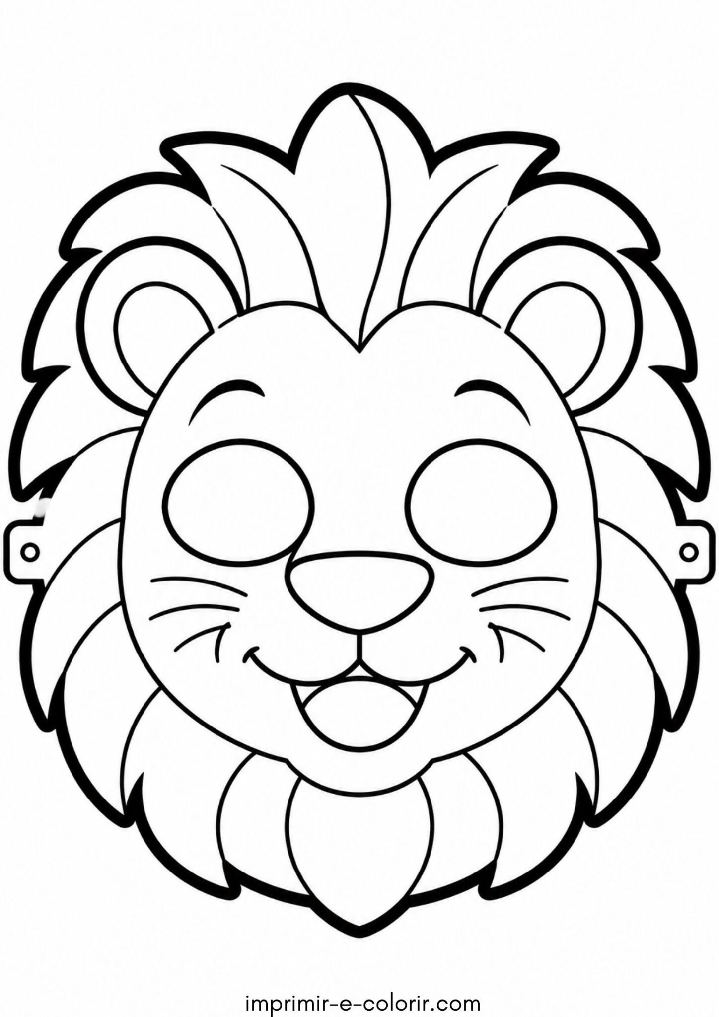 Desenho de Máscara de leão com juba para recortar