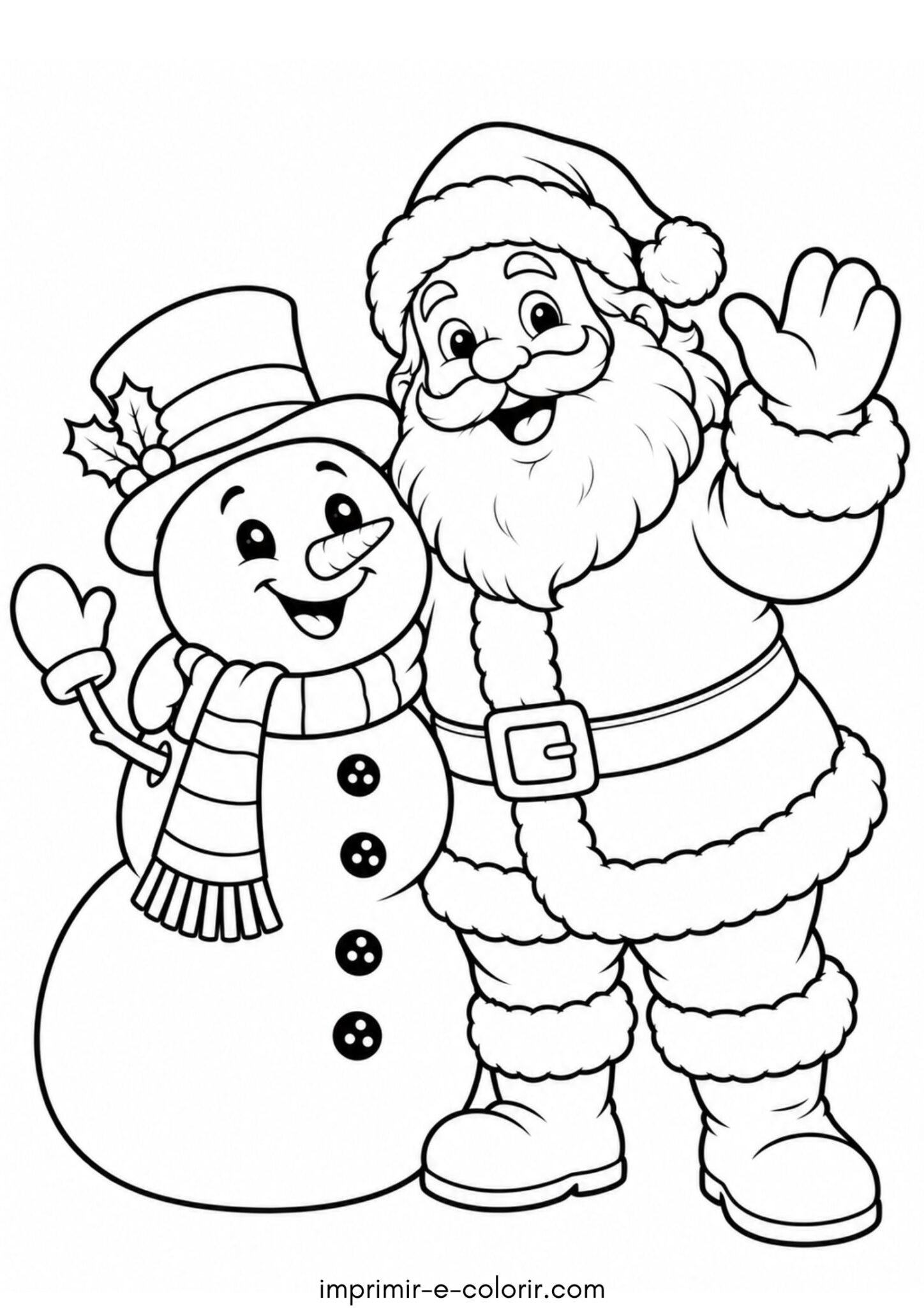 Desenho de Papai Noel e o boneco de neve