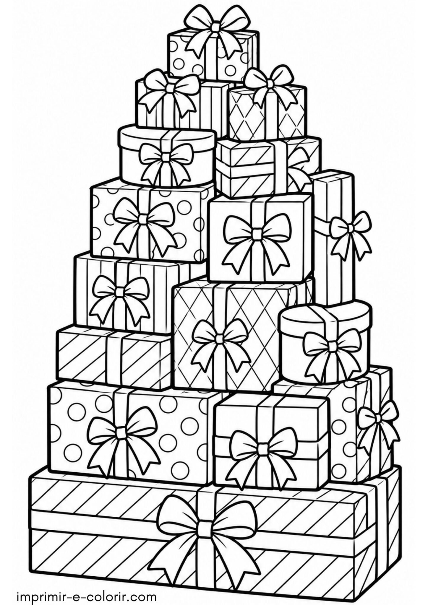 Desenho de Pilha de presentes de Natal