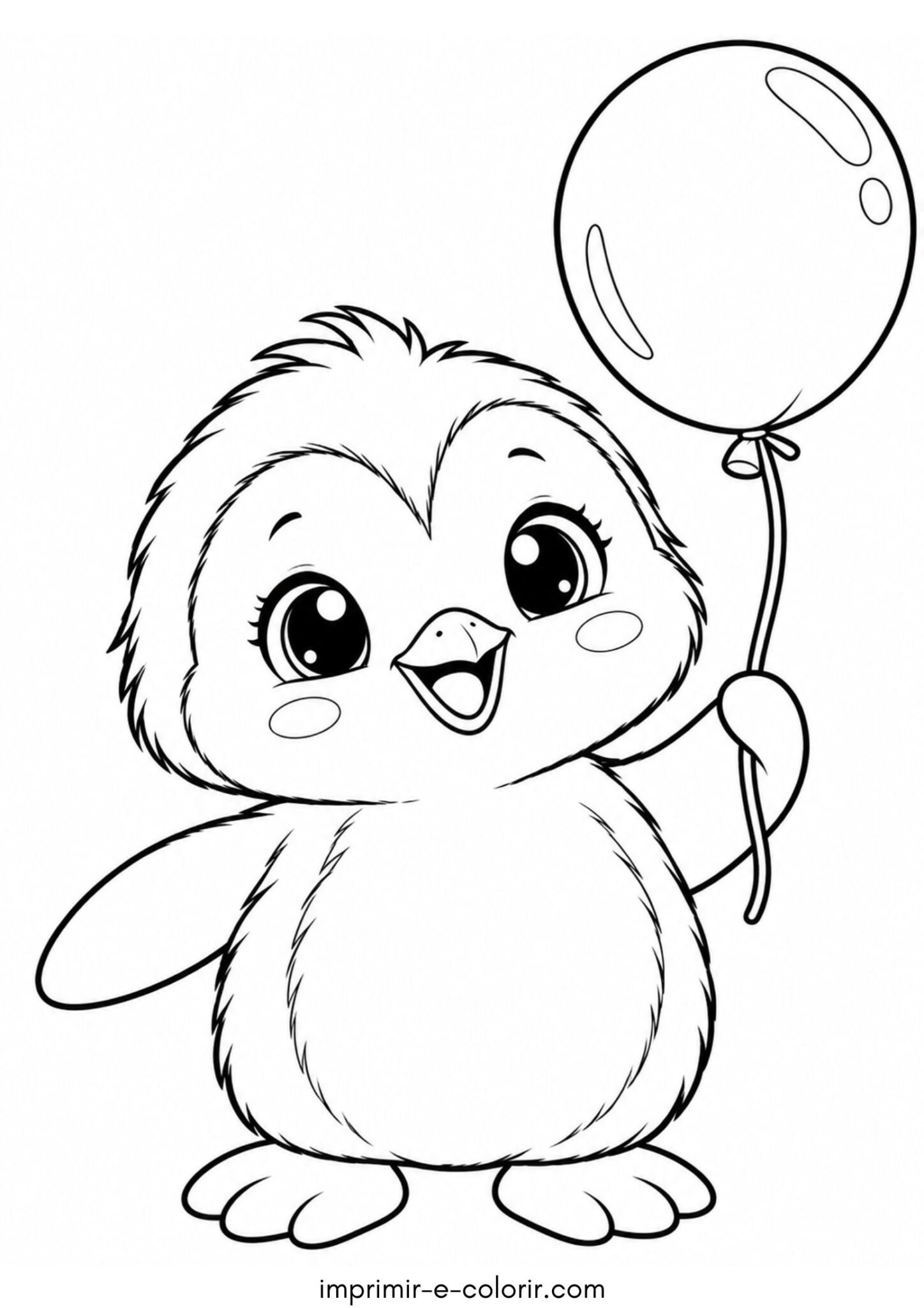 Desenho de Pinguim kawaii com balão
