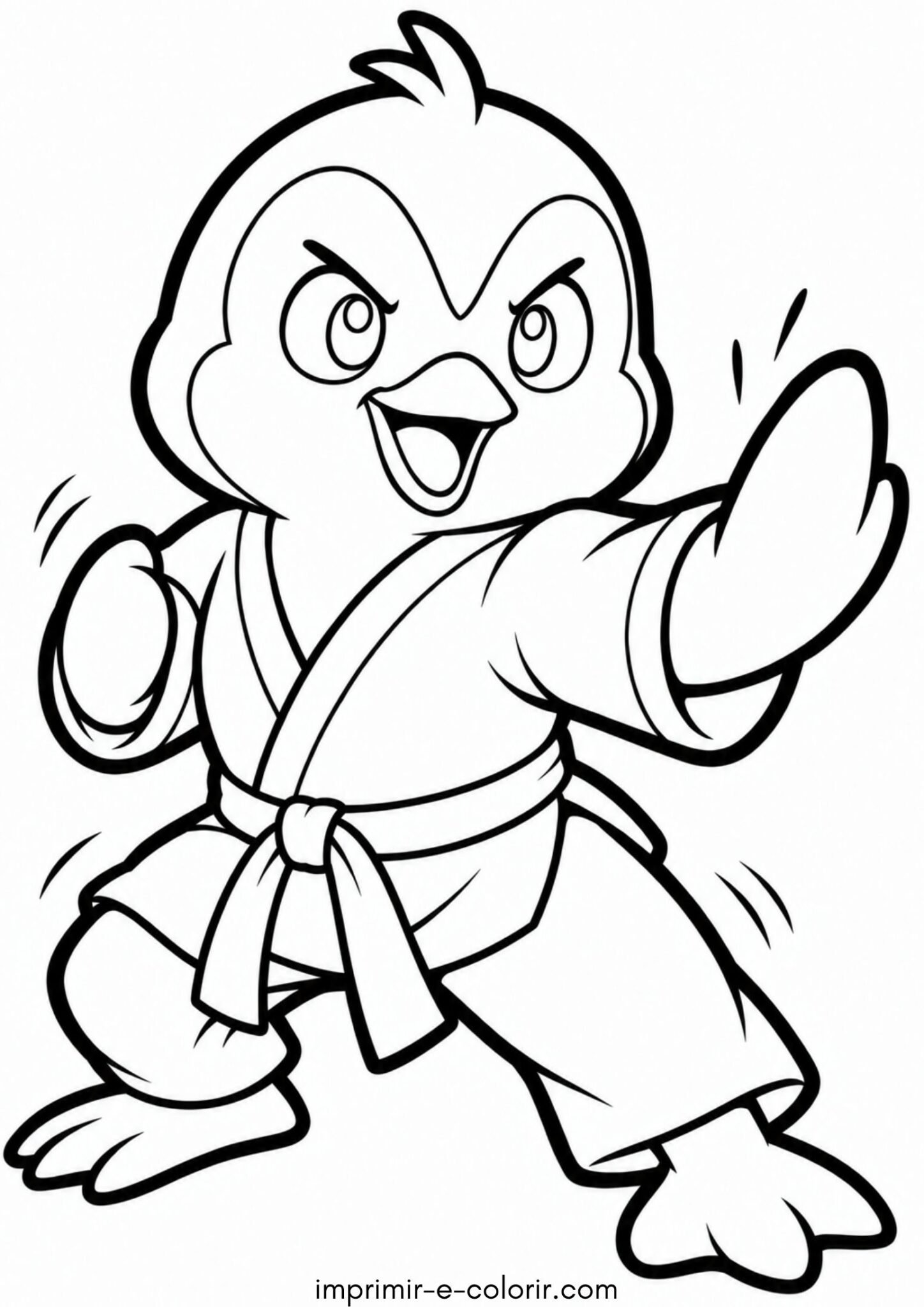 Desenho de Pinguim lutando caratê