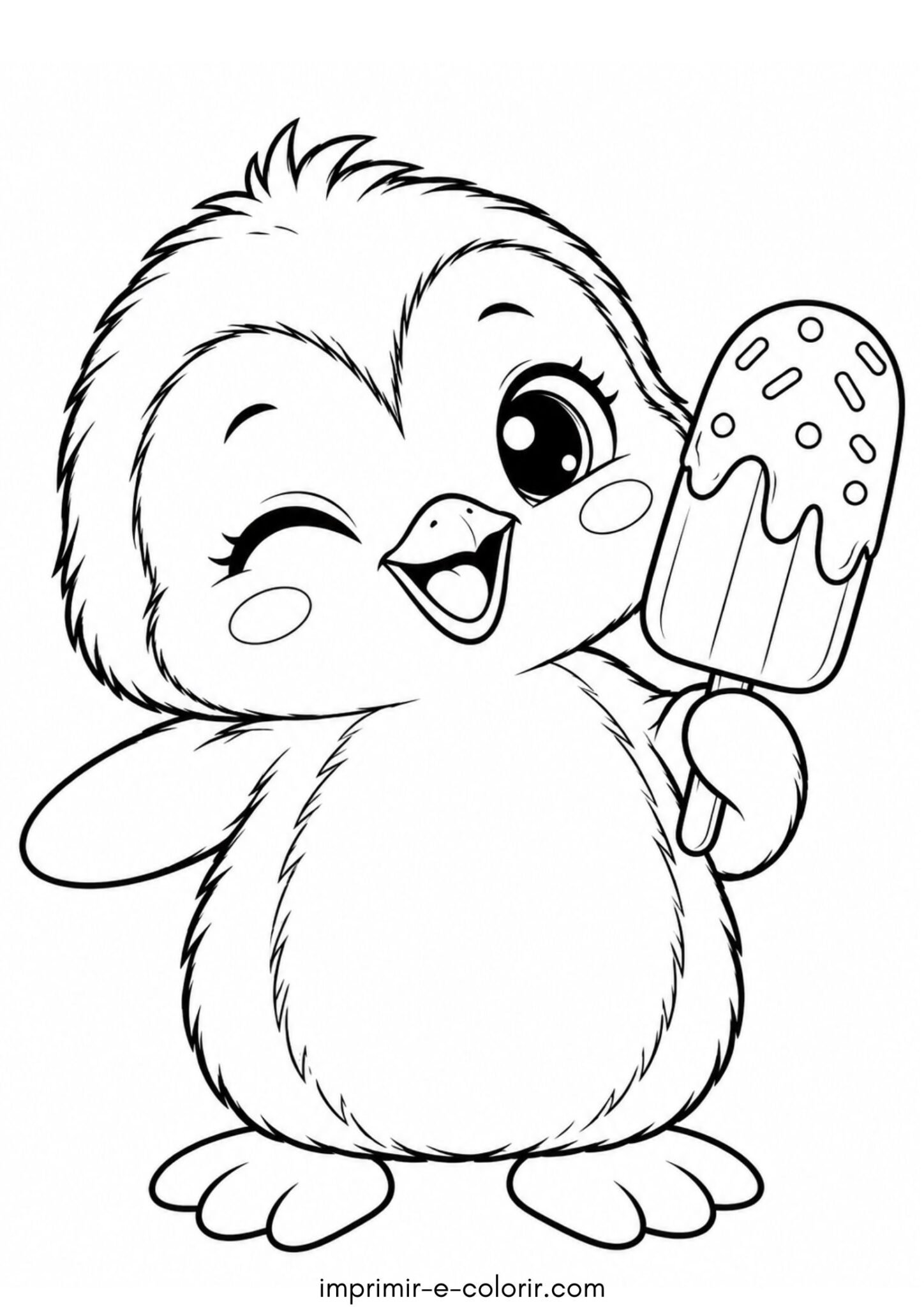 Desenho de Pinguinzinho com picolé