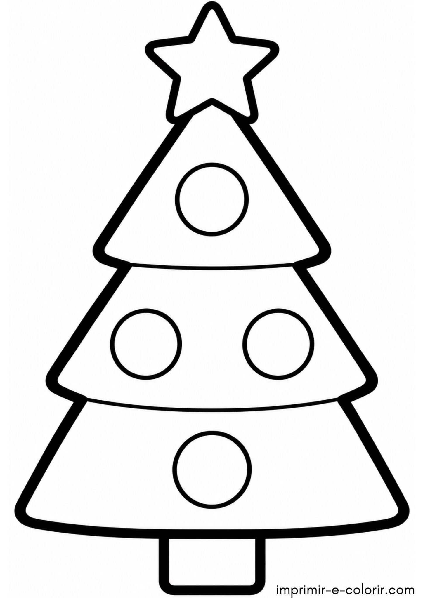 Desenho de Pinheirinho natalino geométrico fácil para pintar com os dedos