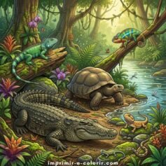 Desenhos de Répteis para Colorir 🐊🦎🐍 e Imprimir Grátis (PDF e A4)