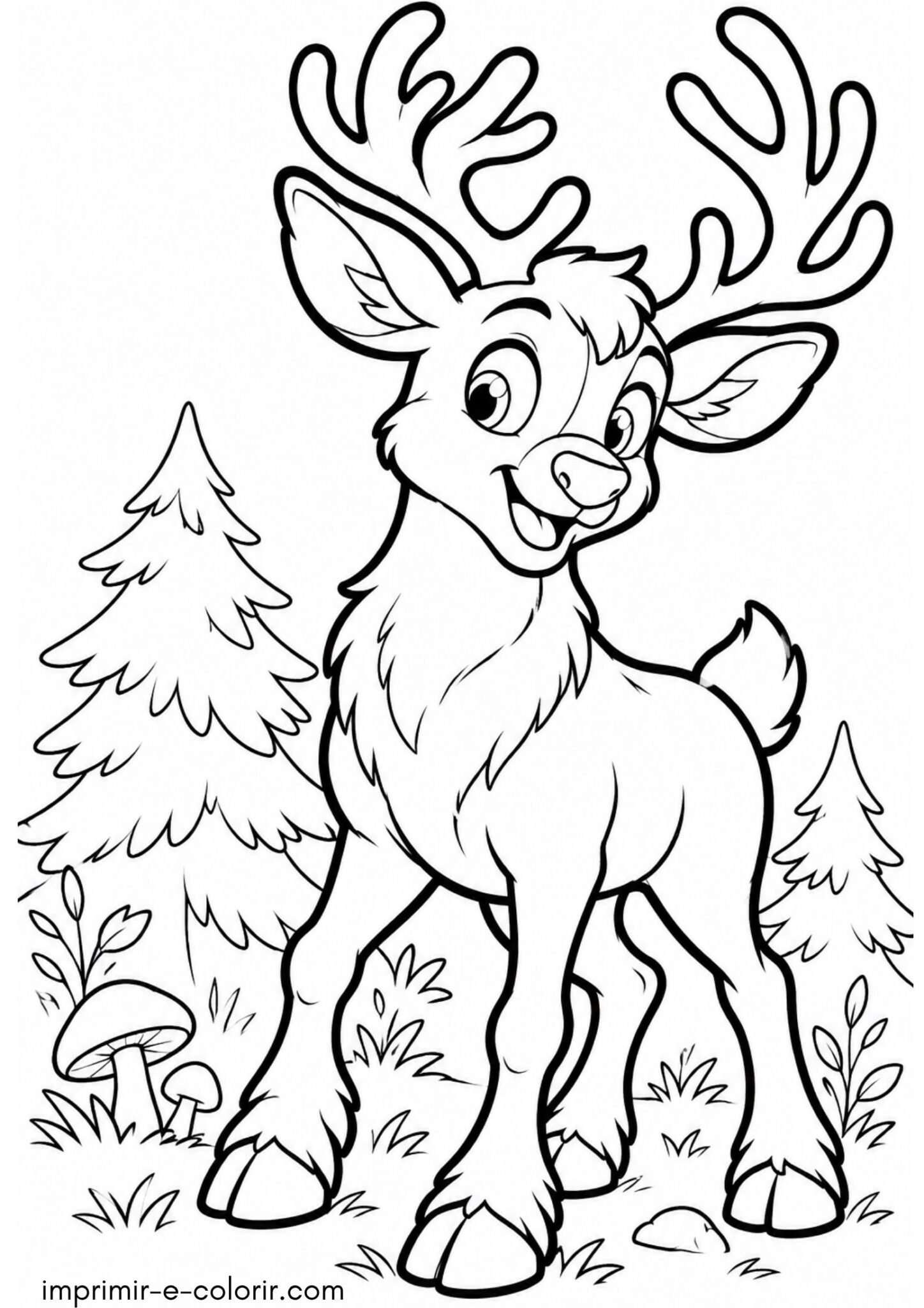 Desenho de Rena na floresta