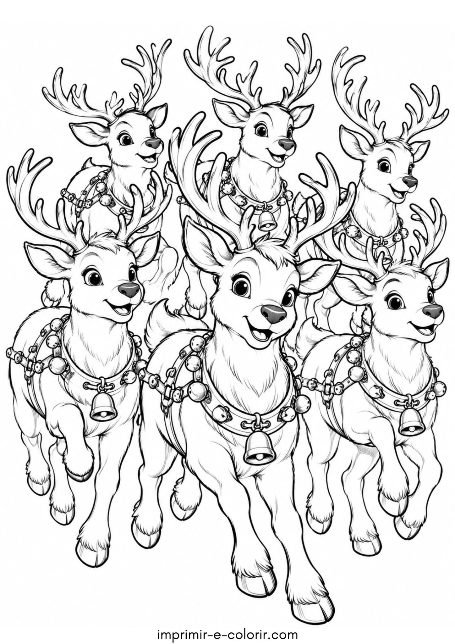 Desenho de Renas do Papai Noel no Natal
