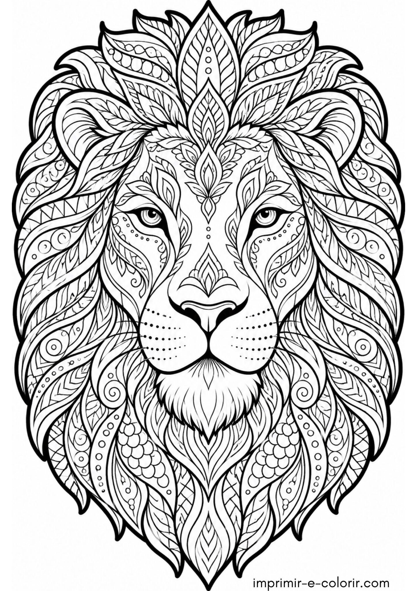 Desenho de Rosto de leão antiestresse