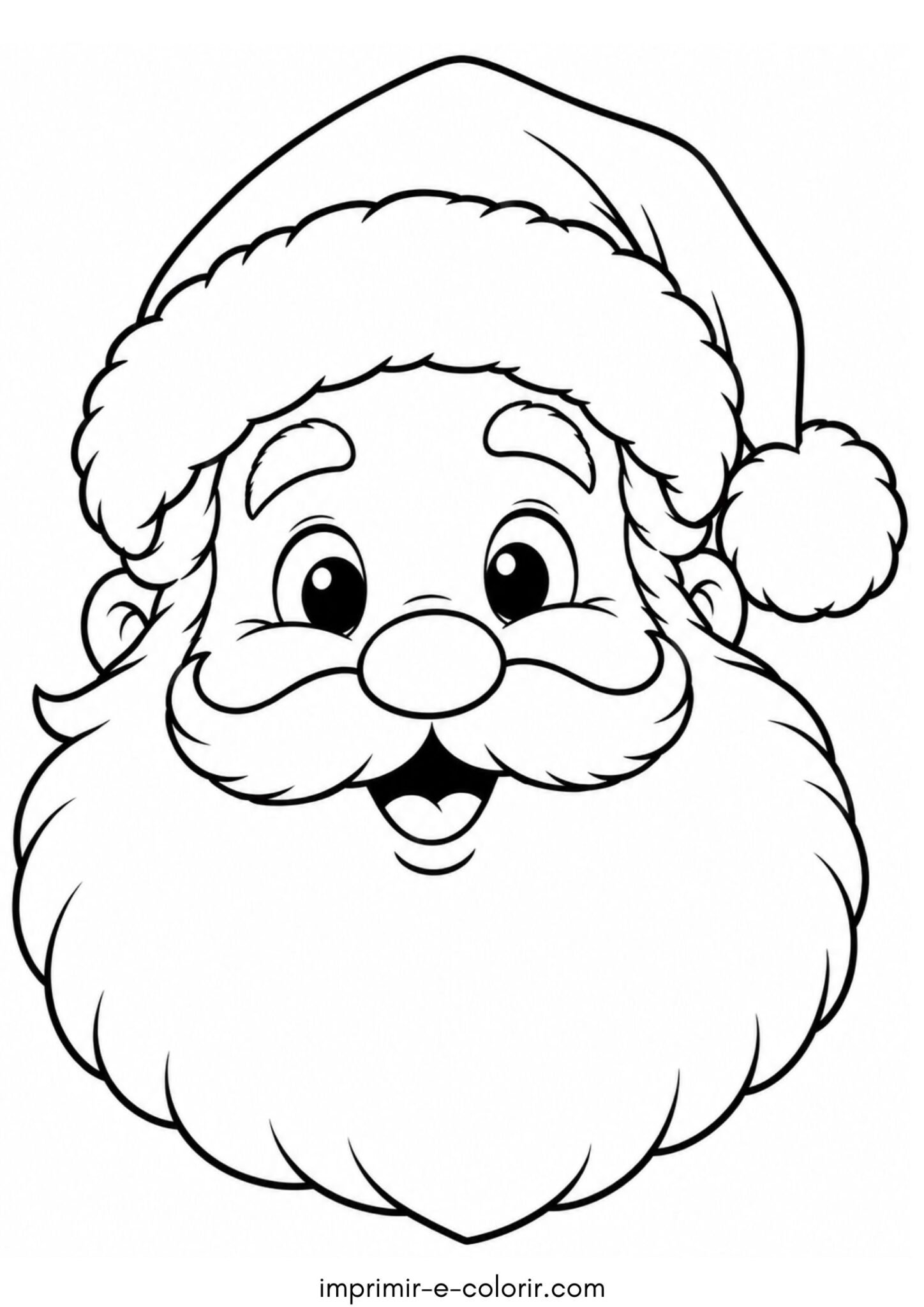 Desenho de Rosto do Papai Noel fácil com barba para colar algodão para colorir e imprimir
