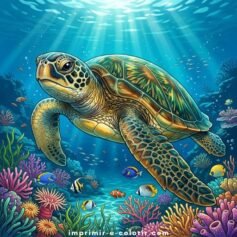 Desenhos de Tartaruga Marinha para Colorir 🐢🌊 e Imprimir (PDF e A4) 