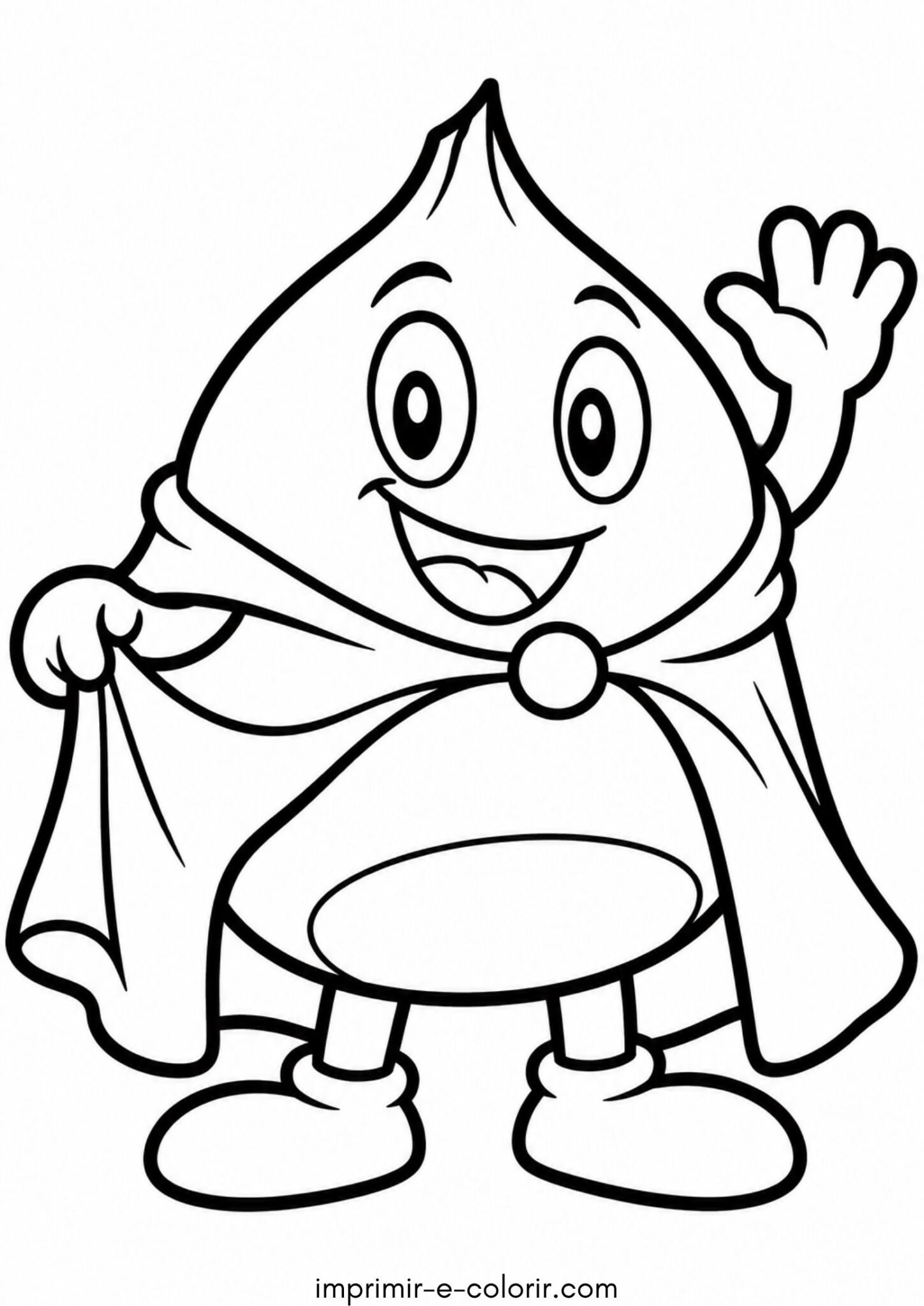 Desenho de Uma castanha enorme e sorridente com a capa de São Martinho