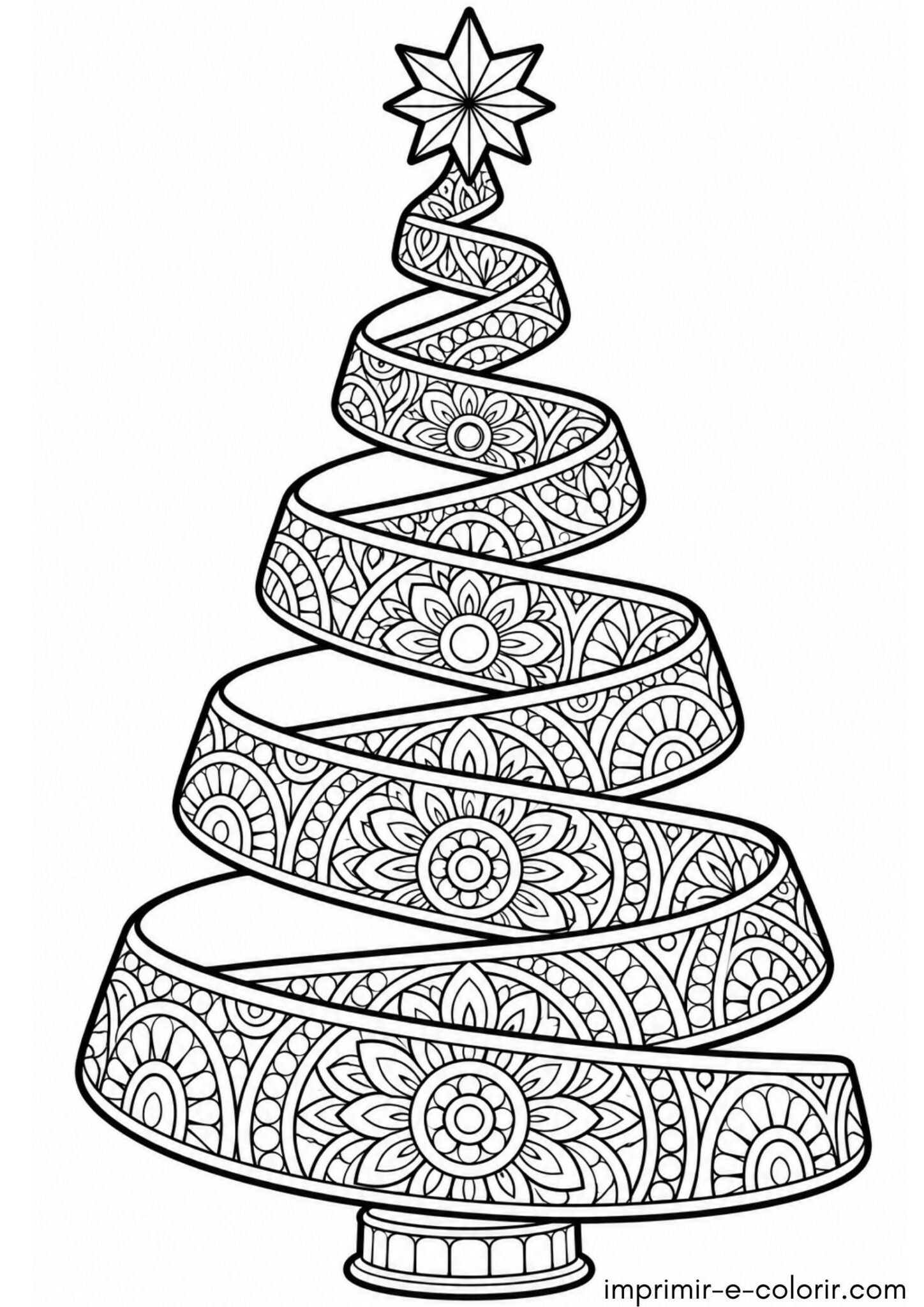 Desenho de Árvore de Natal em espiral moderna estilo mandala